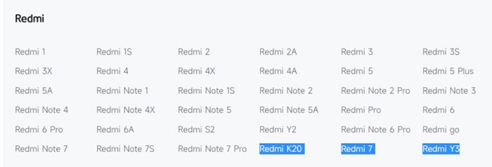 Xiaomi Mi 9T, Redmi K20 и Redmi 7 больше не поддерживаются производителем